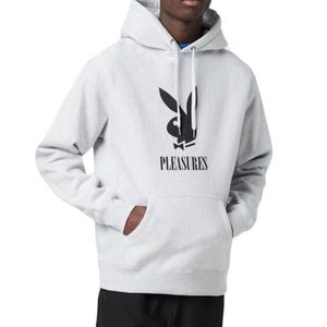 PLEASURES X Playboy Play Bunny Logo Gray Hoodie Sweatshirt NEW Size L